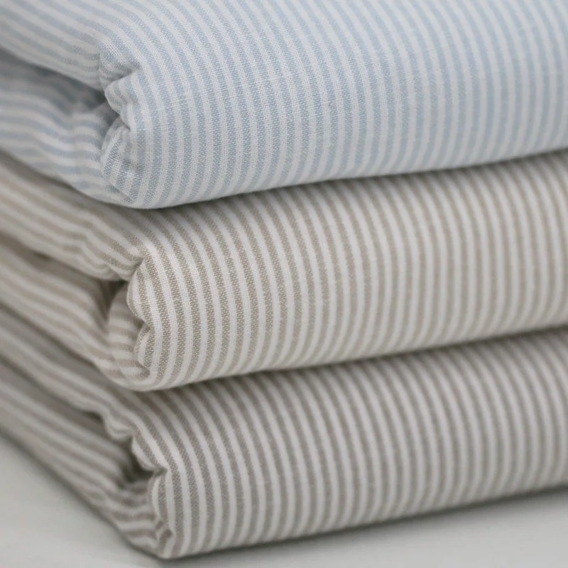 Leinenstoff Streifen Taupe