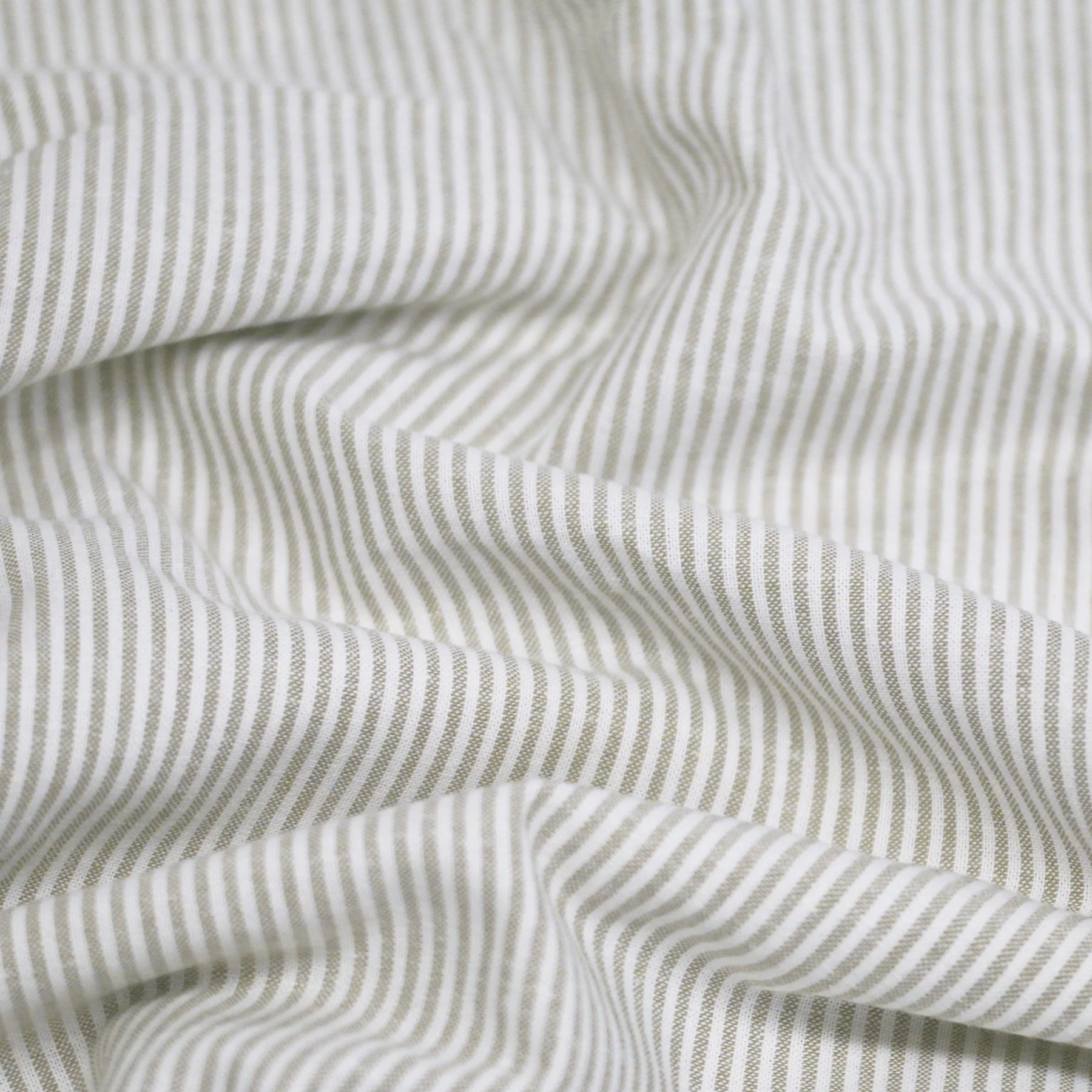 Linnen Strepen Stof 2MM Licht Beige