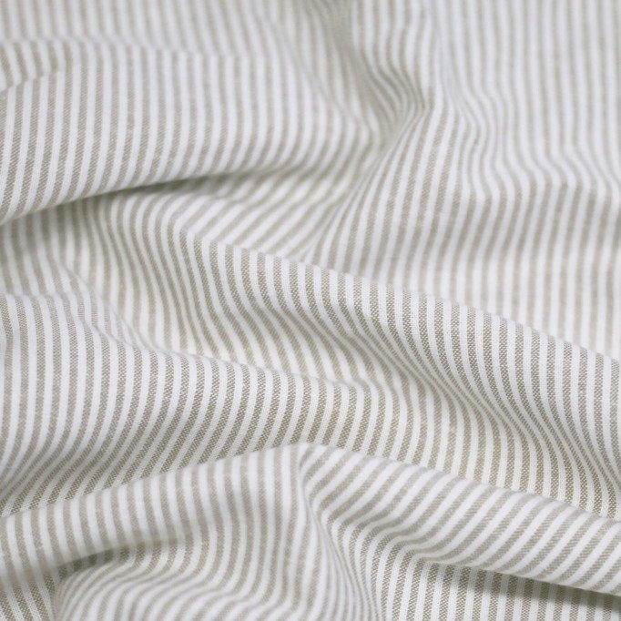 Linnen Strepen Stof 2MM Licht Beige - (Decoratiestoffen)