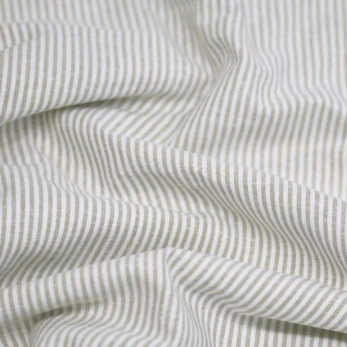 Hørstof Stribet 2MM Lys Beige - (Dekorationsstoffer)