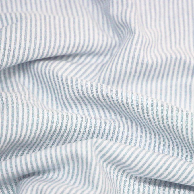 Linnen Strepen Stof 2MM Licht Blauw - (Decoratiestoffen)