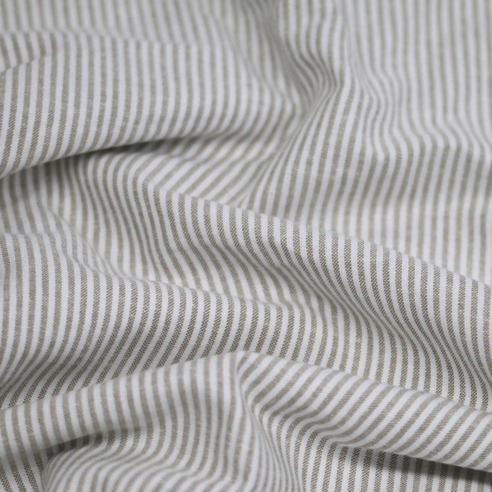 Linen Stripe Fabric 2MM Taupe Linen Stripe Fabric 2MM Taupe