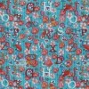 Cotton Poplin Children's Fabric - Alphabet Aqua