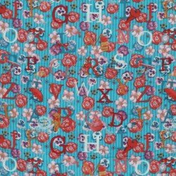 Tissu Enfant Poplin Coton - Alphabet Aqua