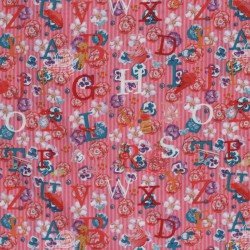 Tissu Enfant Poplin Coton - Alphabet Fuchsia