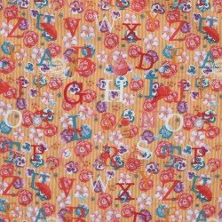 Tissu Enfant Poplin Coton - Alphabet Orange