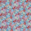 Tissu Enfant Poplin Coton - Papillons Aqua