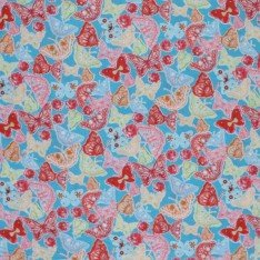 Cotton Poplin Children's Fabric - Butterflies Aqua