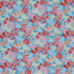 Tissu Enfant Poplin Coton - Papillons Aqua