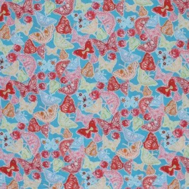 Tessuto Popeline Di Cotone Per Bambini - Farfalle Turchese Tessuto Popeline Di Cotone Per Bambini - Farfalle Turchese - (Outlet Del Tessuto)