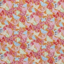 Baumwoll Popelin Kinderstoff - Schmetterlinge Orange Baumwoll Popelin Kinderstoff - Schmetterlinge Orange