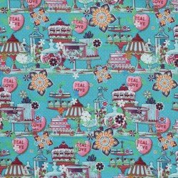Tissu Enfant Poplin Coton - Gâteau Aqua