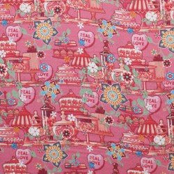 Tissu Enfant Poplin Coton - Gâteau Fuchsia