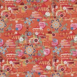 Tissu Enfant Poplin Coton - Gâteau Orange