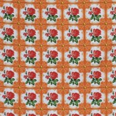 Cotton Poplin Children's Fabric - Wall Tiles Orange