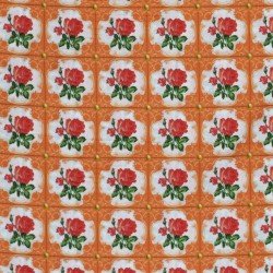 Tissu Enfant Poplin Coton - Carreaux De Mur Orange