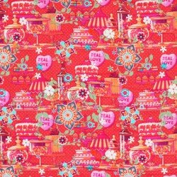 Tissu Enfant Poplin Coton - Gâteau Rouge