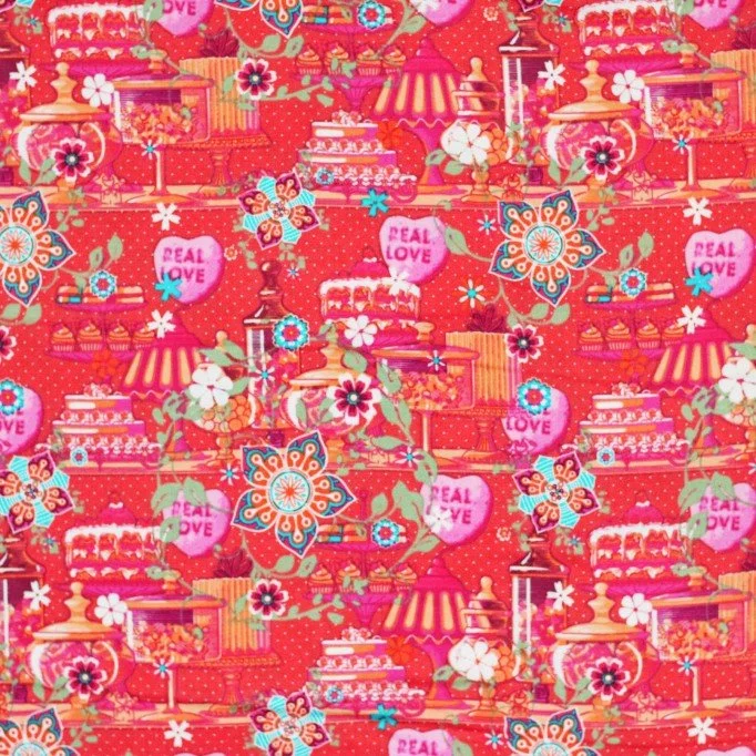 Cotton Poplin Children's Fabric - Pie Red - (Fabric Outlet)