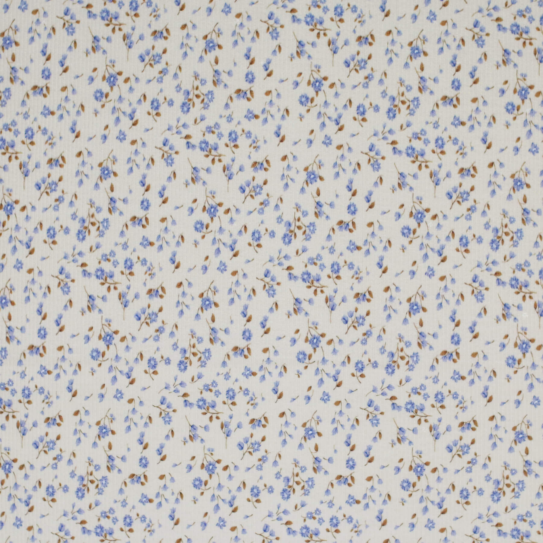 Rib Jersey Stof - Blauwe Minibloemen