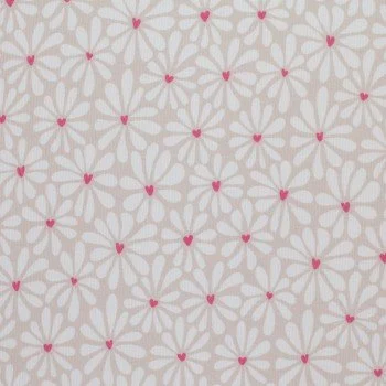 Rippstrick Jersey Stoff - Herzen Blume Beige Rippstrick Jersey Stoff - Herzen Blume Beige