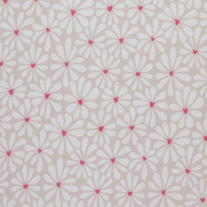 Rib Knit Jersey Fabric - Hearts Flower Beige Rib Knit Jersey Fabric - Hearts Flower Beige - (Jersey Fabrics)