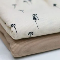Rippstrick Jersey Stoff - Palmen Beige