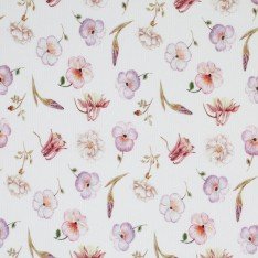 Rib Knit Jersey Fabric - Pink Sketch Flower