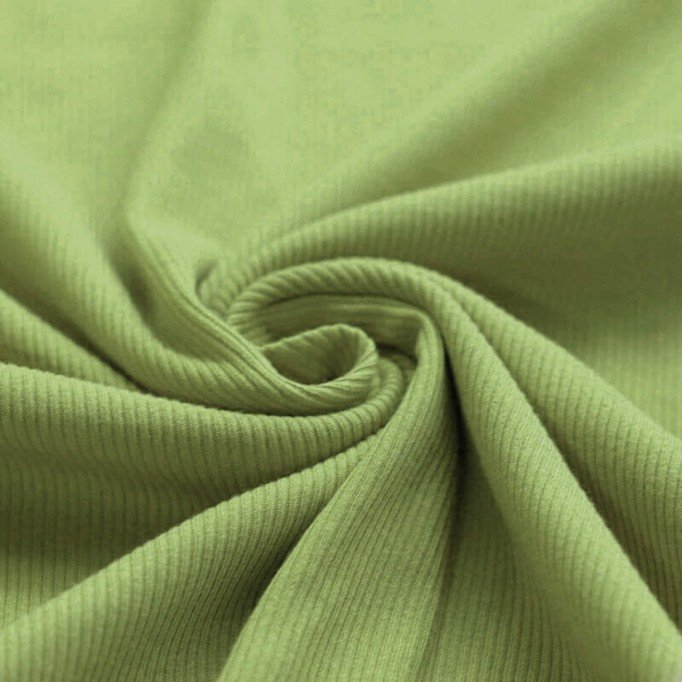 Tissu Maille Tricot Côtelé Vert Pomme - (Tissus Jersey)