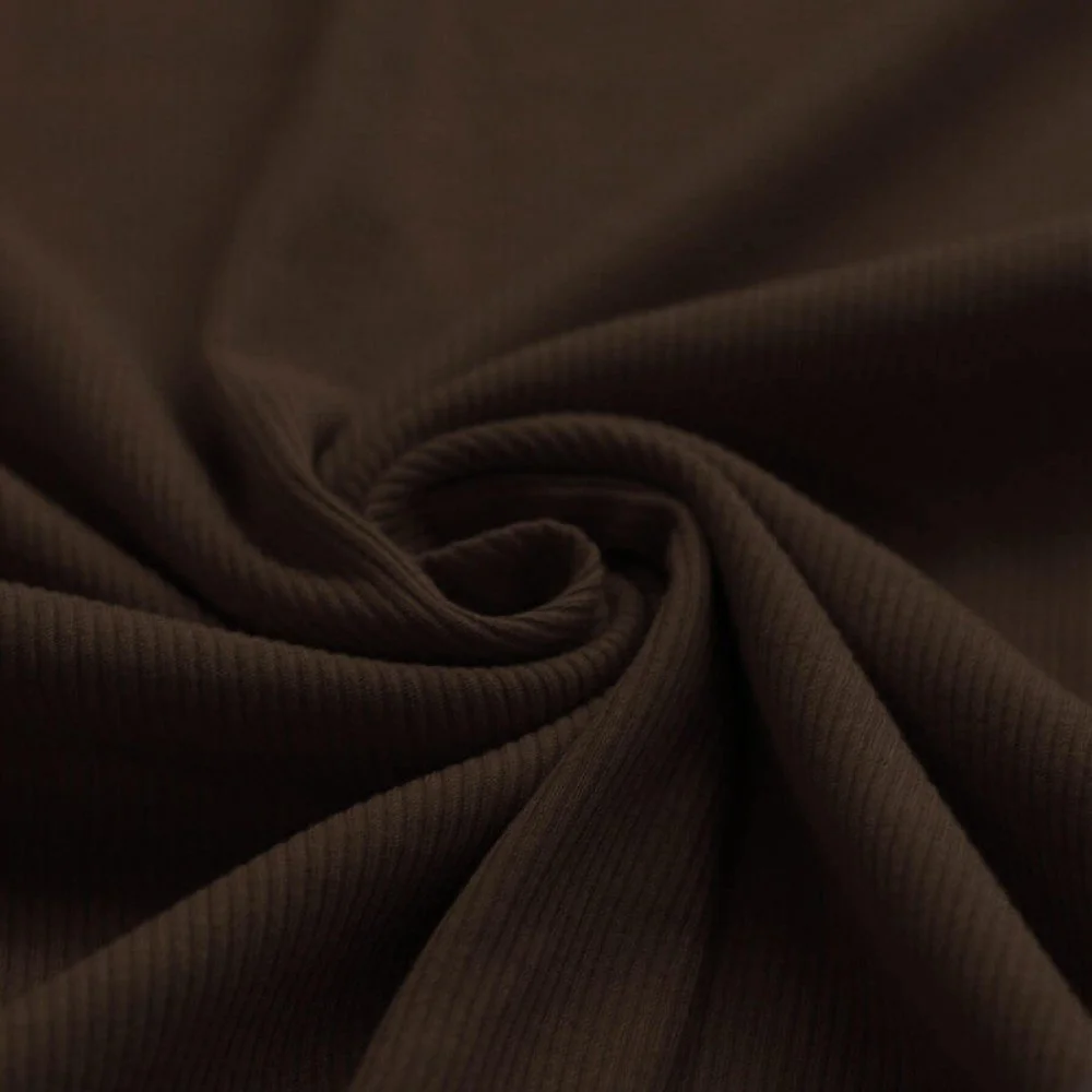 Rib Jersey Stof Chocolade Bruin