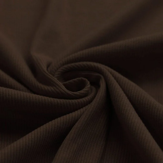 Tissu Maille Tricot Côtelé Brun Chocolat - (Tissus Jersey)