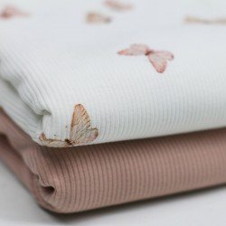 Tissu Maille Tricot Côtelé - Papillons