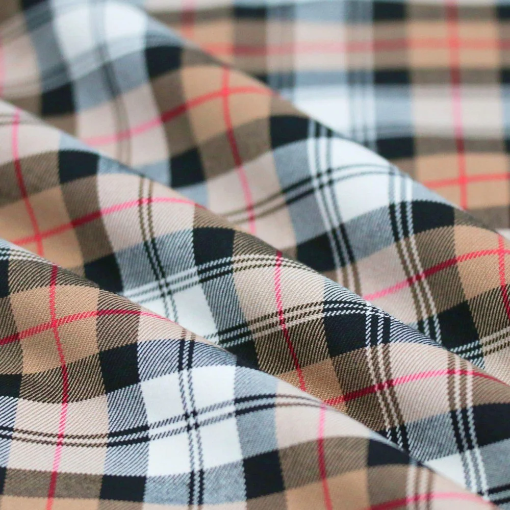 Tissu Tartan Écossais Stretch Petite Chameau Stuwart Tissu Tartan Écossais Stretch Petite Chameau Stuwart - (Tissus Écossais Tartan)