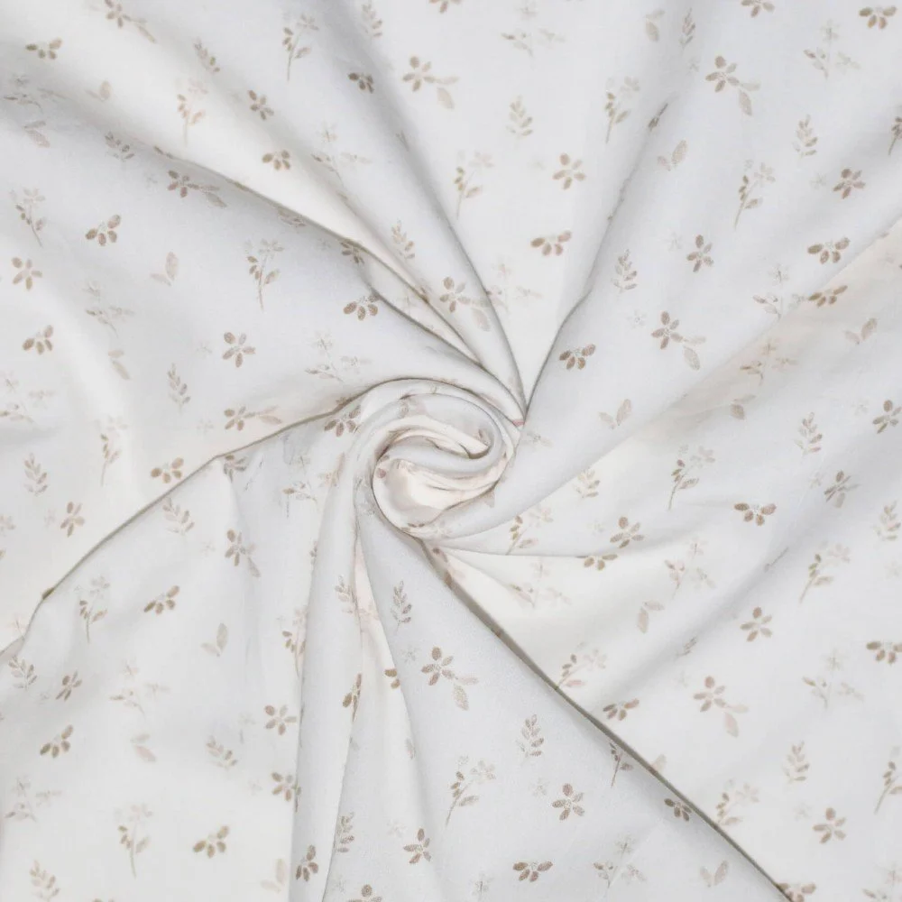 Popeline Di Cotone Stampa Digitale - Fiore Accogliente Beige Popeline Di Cotone Stampa Digitale - Fiore Accogliente Beige - (Tessuto Di Cotone Stampato)