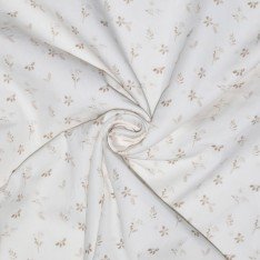 Bomuld Poplin Stof Digital Trykt - Hyggelig Blomst Beige