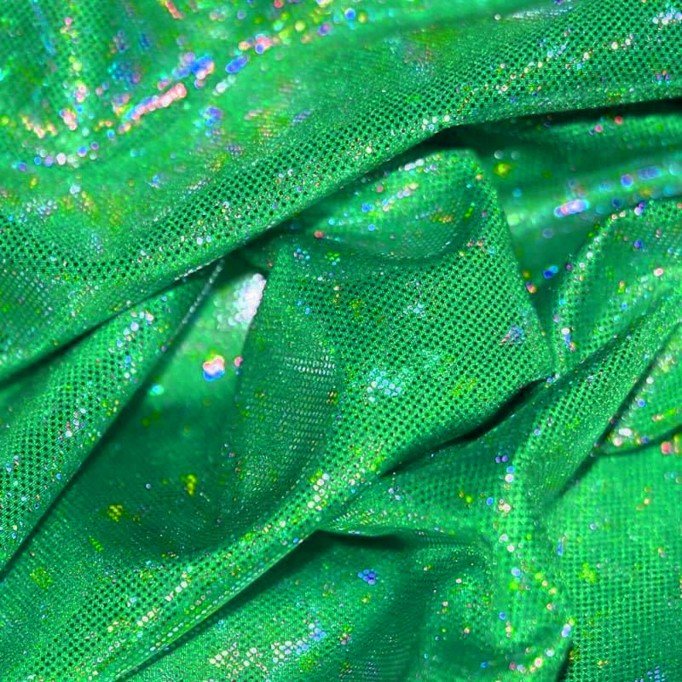 Tissu Hologramme Feuille Herbe Vert - (Tissus Danse)