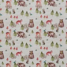 Jersey Coton Impression Numérique - Beige Animal De Forêt Jersey Coton Impression Numérique - Beige Animal De Forêt