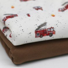 Rippstrick Jersey Stoff - Feuerwehrauto