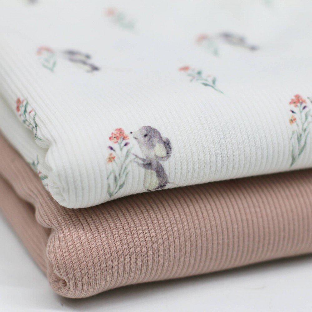 Rib Knit Jersey Fabric - Sweet Mouse Rib Knit Jersey Fabric - Sweet Mouse - (Jersey Fabrics)
