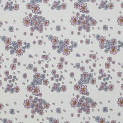Tissu Maille Tricot Côtelé - Feuilles De Fleurs