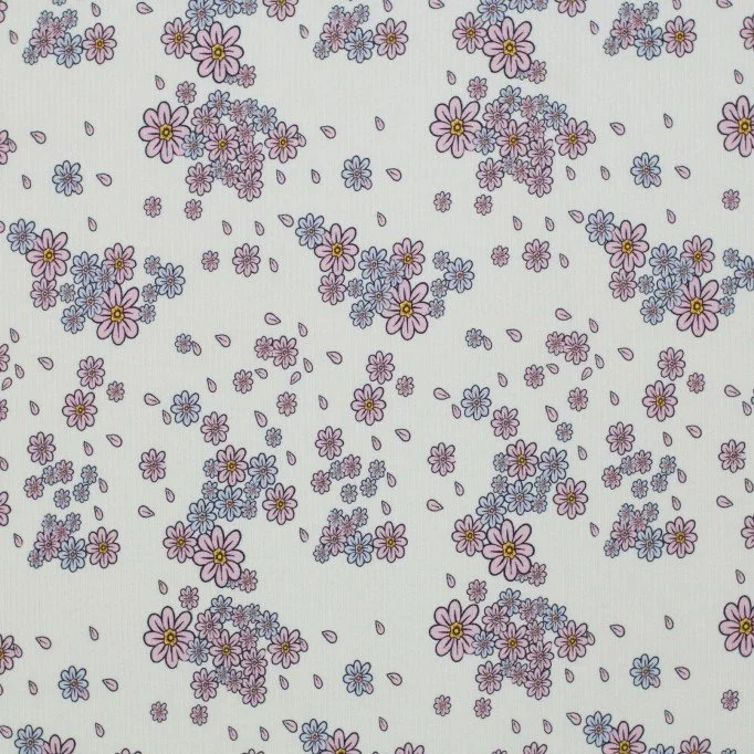 Rib Knit Jersey Fabric - Flower Leaves Rib Knit Jersey Fabric - Flower Leaves - (Jersey Fabrics)