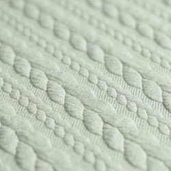 Tissu Jersey Matelassé à Motif Torsade Vert Poussiéreux