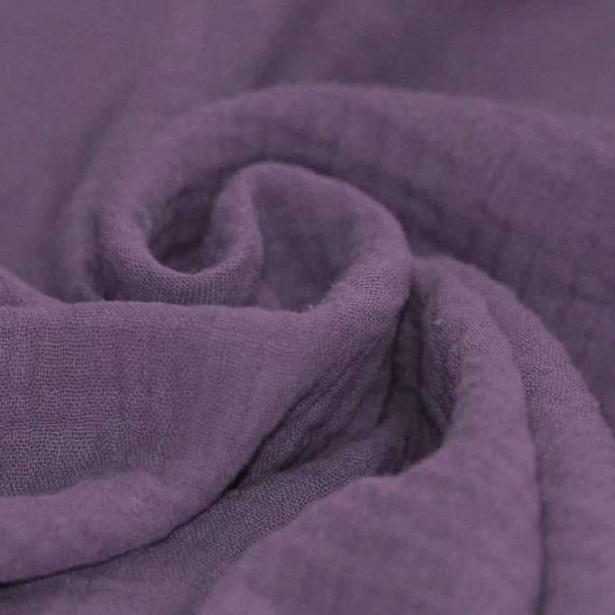 Tissu Double Gaze De Coton Violet Poussiéreux - (Tissus Deco)