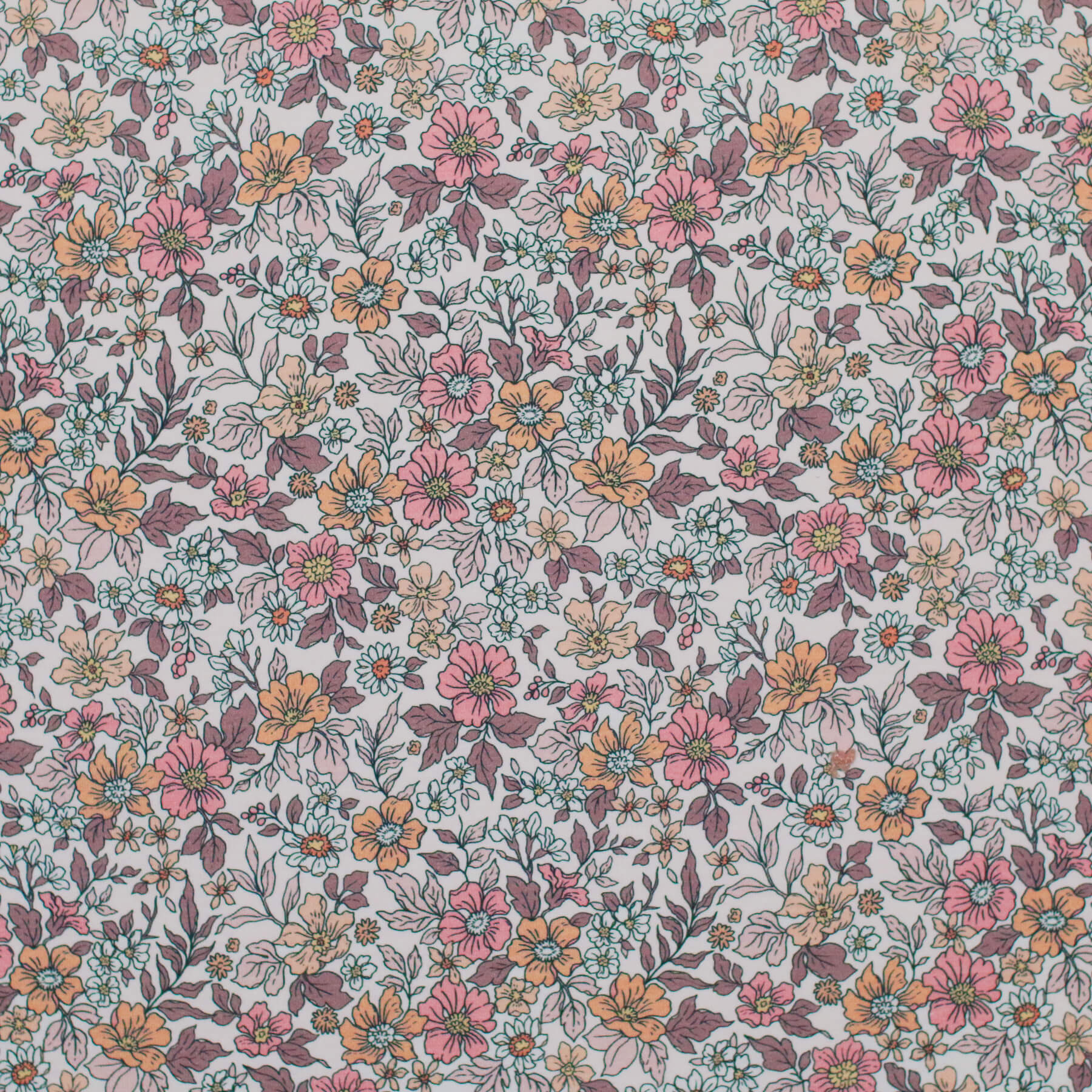 Jersey Katoen Digitale Print - Vintage Bloemen Oud Mauve
