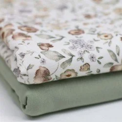 Baumwolljersey Digital - Weinlese Blumenmuster Ecru Baumwolljersey Digital - Weinlese Blumenmuster Ecru