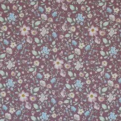 Jersey Di Cotone Stampa Digitale - Vintage Motivi Floreali Malva Jersey Di Cotone Stampa Digitale - Vintage Motivi Floreali Malva
