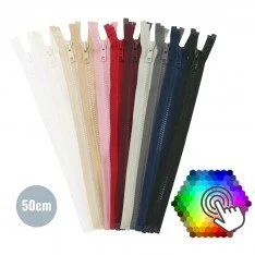 VISLON Deelbare Bloktand Rits YKK 50CM 5 Kleuren x 10 Stuks Pakket 