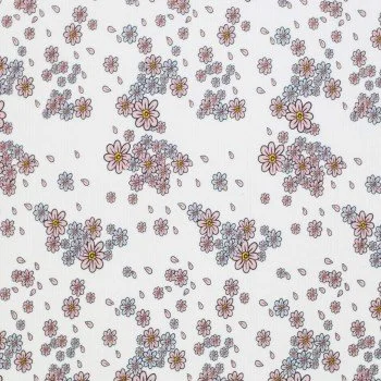 Cotton Poplin Digital Print - Flower Leaves Ecru