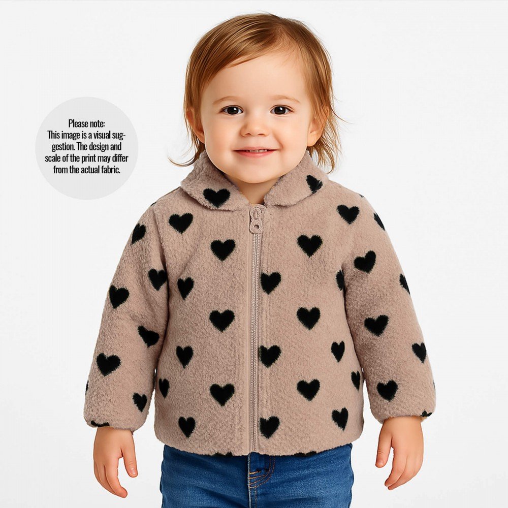 Hjerter Teddy Stof Brun Sort Hjerter Teddy Stof Brun Sort - (Teddy-Bear Stof)