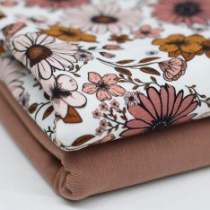 Dzianina Bawełniana Druk Cyfrowy - Stokrotka Vintage Gliny Różowy