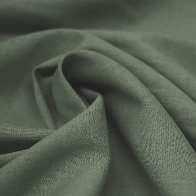 Tissu Lin Viscose Fil Flammé Armée Verte - (Tissus De Mode)